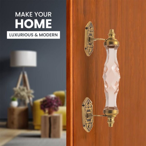 Chic Pink Crystal and Brass Pull Handle - 5 Inch & 6.5 Inch - Image 3