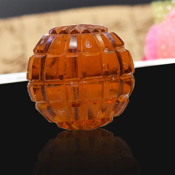 CDNY Square Faceted Amber Crystal Ball - Image 3