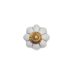 WHITE GOLD CERAMIC MELON KNOB , 1.75" .14lbs (Pack of 6)