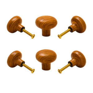 Classic wooden ceramic ball knob in a pack of 6 with a natural wood finish