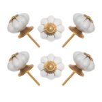 White ceramic pumpkin knobs in a pack of 6 for furniture and cabinets