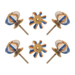 Nautical Striped Ceramic Knob (Pack of 6) - Coastal Chic & Easy Install for Cabinets & Drawers