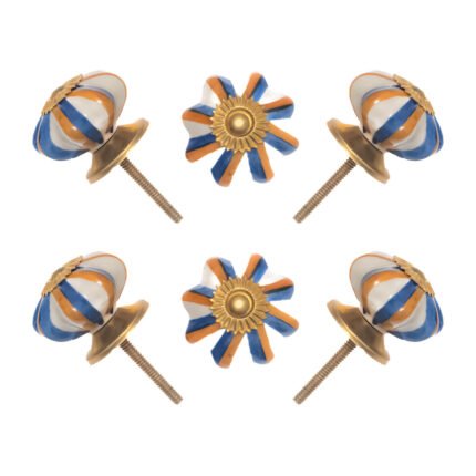 Nautical Striped Ceramic Knob (Pack of 6) - Coastal Chic & Easy Install for Cabinets & Drawers