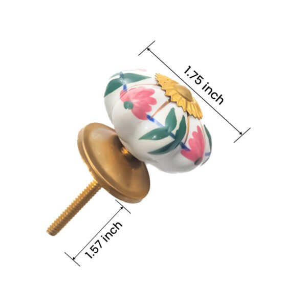 Elegant Pink & Green Floral Ceramic Melon Knobs (Pack of 6) - Hand-Painted & Easy Install for Cabinets & Drawers - Image 6