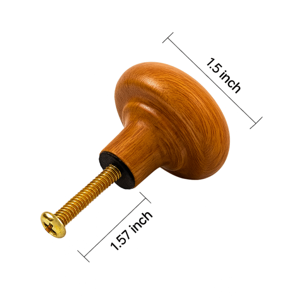 Classic Wooden Ceramic ball Knob (Pack of 6) - Natural  Wood Finish & Easy Install for Cabinets & Drawers By CDNY - Image 2