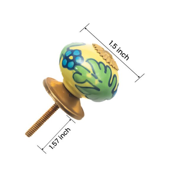 Vibrant Yellow & Green Floral Ceramic Cabinet Knobs (Pack of 6) - Hand-Painted & Easy Install for Dressers & Drawers - Image 6
