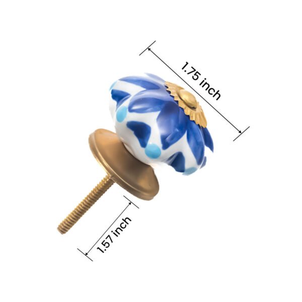 Elegant Blue & white Multi-Lobed Ceramic melon Knobs with Gold Accents (Set of 6) - 1.75 Inch – CDNY - Image 2