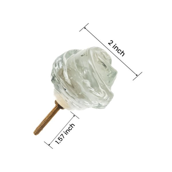 Elegant Clear Glass Rose Swirl Knobs with Antique Brass Base (Set of 6) - 2 Inch - CDNY - Image 2