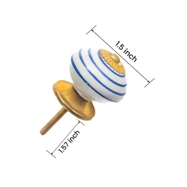 Nautical Blue & White Striped Ceramic Knobs with Gold Starburst (Set of 6) - 1.5 Inch - CDNY - Image 2