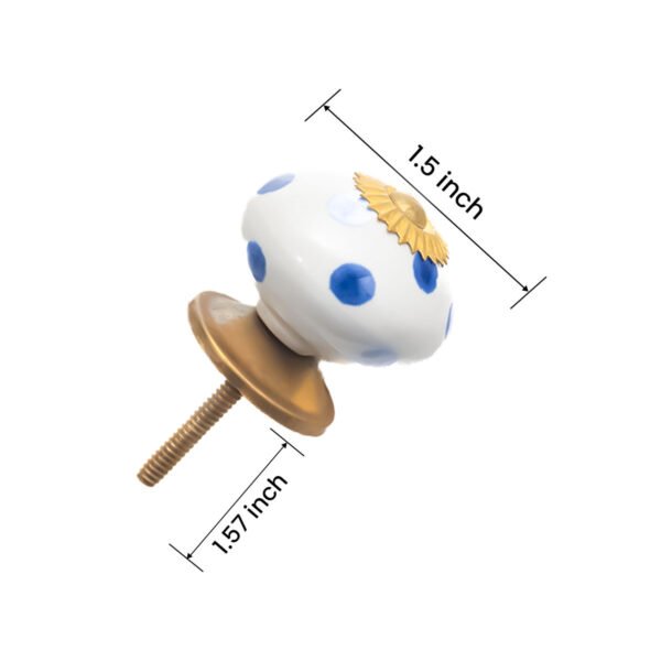 Playful Blue Polka Dot Ceramic Knobs with Gold Starburst (Set of 6) - 1.5 Inch - CDNY - Image 2