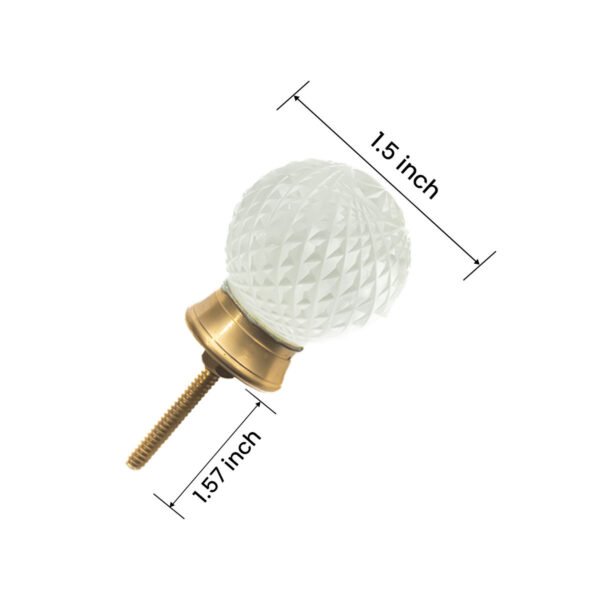 Sparkling clear faceted diamond cut Glass Knobs with Solid Brass Base (Set of 6) - 1.5 Inch - CDNY - Image 2