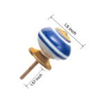 Striking Blue & White Line Striped Ceramic Knobs with Gold Starburst (Set of 6) - 1.5 Inch - CDNY - Image 2