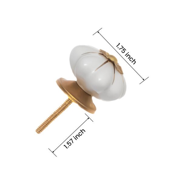 White Ceramic Pumpkin Knobs (Pack of 6) - 1.75 Inch Furniture Pulls by CDNY - Image 2