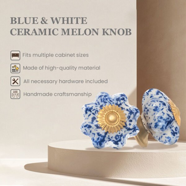 Speckled Blue & White Ceramic Knob (Pack of 6) - Rustic Chic & Easy Install for Cabinets & Drawers - Image 5