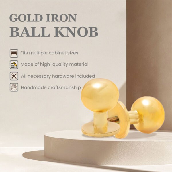 Luxurious Gold Iron Ball Knob (Pack of 6) - Elegant & Easy Install for Cabinets & Drawers - Image 3