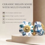 Hand-Painted Floral Multi flower Ceramic Knobs (Pack of 6) - Hand-Painted & Easy Install for Furniture - Image 4