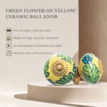 Vibrant Yellow & Green Floral Ceramic Cabinet Knobs (Pack of 6) - Hand-Painted & Easy Install for Dressers & Drawers - Image 5