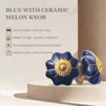 Dazzling Deep Blue Ceramic Multi-Lobed Knobs with Antique Brass Accents (Set of 6) - 1.75 Inch - CDNY - Image 3