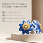 Elegant Blue & white Multi-Lobed Ceramic melon Knobs with Gold Accents (Set of 6) - 1.75 Inch – CDNY - Image 3