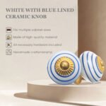 Nautical Blue & White Striped Ceramic Knobs with Gold Starburst (Set of 6) - 1.5 Inch - CDNY - Image 3