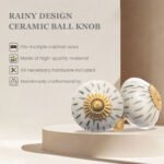 Rainy Artistic Hand-Painted Grey Dash Ceramic Knobs with Gold Accents (Set of 6) - 1.5 Inch - CDNY - Image 3