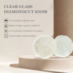 Sparkling clear faceted diamond cut Glass Knobs with Solid Brass Base (Set of 6) - 1.5 Inch - CDNY - Image 3