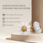 White Ceramic Pumpkin Knobs (Pack of 6) - 1.75 Inch Furniture Pulls by CDNY - Image 3