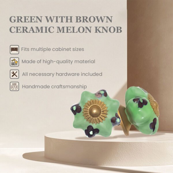 Light Green Floral Ceramic Knobs (Pack of 6) - 1.75 Inch Furniture Pulls by CDNY - Image 5