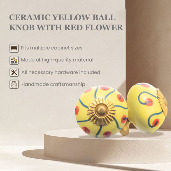 Sunny Yellow Hand-Painted Ceramic Knob (Pack of 6) - Vibrant & Easy Install for Cabinets & Drawers - Image 5