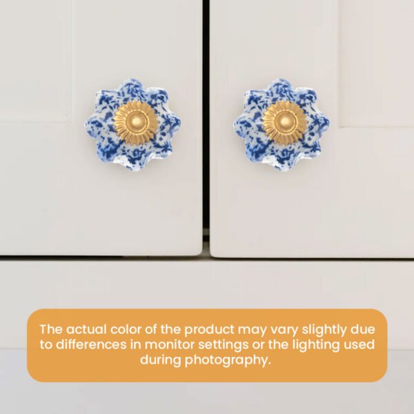 Speckled Blue & White Ceramic Knob (Pack of 6) - Rustic Chic & Easy Install for Cabinets & Drawers - Image 2