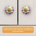 Elegant Pink & Green Floral Ceramic Melon Knobs (Pack of 6) - Hand-Painted & Easy Install for Cabinets & Drawers - Image 2