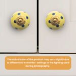 Yellow & Blue Polka Dot Ceramic Knobs with Antique Brass Accents (Set of 6) - 1.5 Inch - CDNY - Image 2