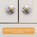 White Ceramic Knobs with Blue Sprigs & Red Dots (Pack of 6) - 1.5 Inch Furniture Pulls by CDNY - Image 2