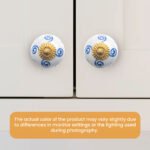 Elegant White Ceramic Ball Knobs with Blue Swirls (Pack of 6) - Artistic & Easy Install for Cabinets & Drawers - Image 2