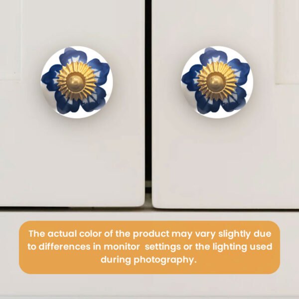 Artisanal Blue Floral Ceramic Knob (Pack of 6) - Hand-Painted Elegance & Easy Install - Image 2