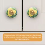 Vibrant Yellow & Green Floral Ceramic Cabinet Knobs (Pack of 6) - Hand-Painted & Easy Install for Dressers & Drawers - Image 2