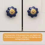 Dazzling Deep Blue Ceramic Multi-Lobed Knobs with Antique Brass Accents (Set of 6) - 1.75 Inch - CDNY - Image 6