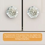 Dazzling diamond clear cut glass crystal Knobs with Brass Base (Set of 6) - 1.5 Inch - CDNY - Image 5