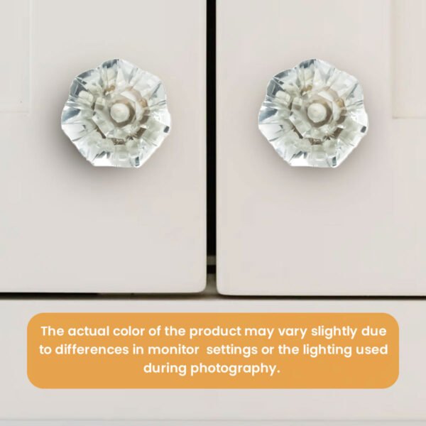 Dazzling diamond clear cut glass crystal Knobs with Brass Base (Set of 6) - 1.5 Inch - CDNY - Image 5