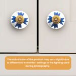 Hand-Painted Blue & White Floral Ceramic Knobs with Gold Accents (Set of 6) - 1.5 Inch - CDNY - Image 6