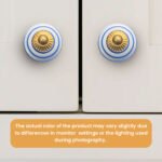 Nautical Blue & White Striped Ceramic Knobs with Gold Starburst (Set of 6) - 1.5 Inch - CDNY - Image 5