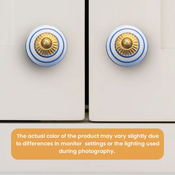 Nautical Blue & White Striped Ceramic Knobs with Gold Starburst (Set of 6) - 1.5 Inch - CDNY - Image 5
