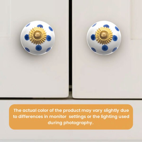 Playful Blue Polka Dot Ceramic Knobs with Gold Starburst (Set of 6) - 1.5 Inch - CDNY - Image 5