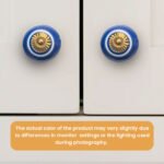 Striking Blue & White Line Striped Ceramic Knobs with Gold Starburst (Set of 6) - 1.5 Inch - CDNY - Image 5
