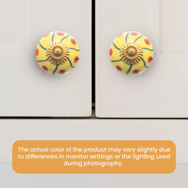 Sunny Yellow Hand-Painted Ceramic Knob (Pack of 6) - Vibrant & Easy Install for Cabinets & Drawers - Image 2
