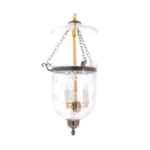 Small star cut glass hanging accent lantern with darkened metal finish