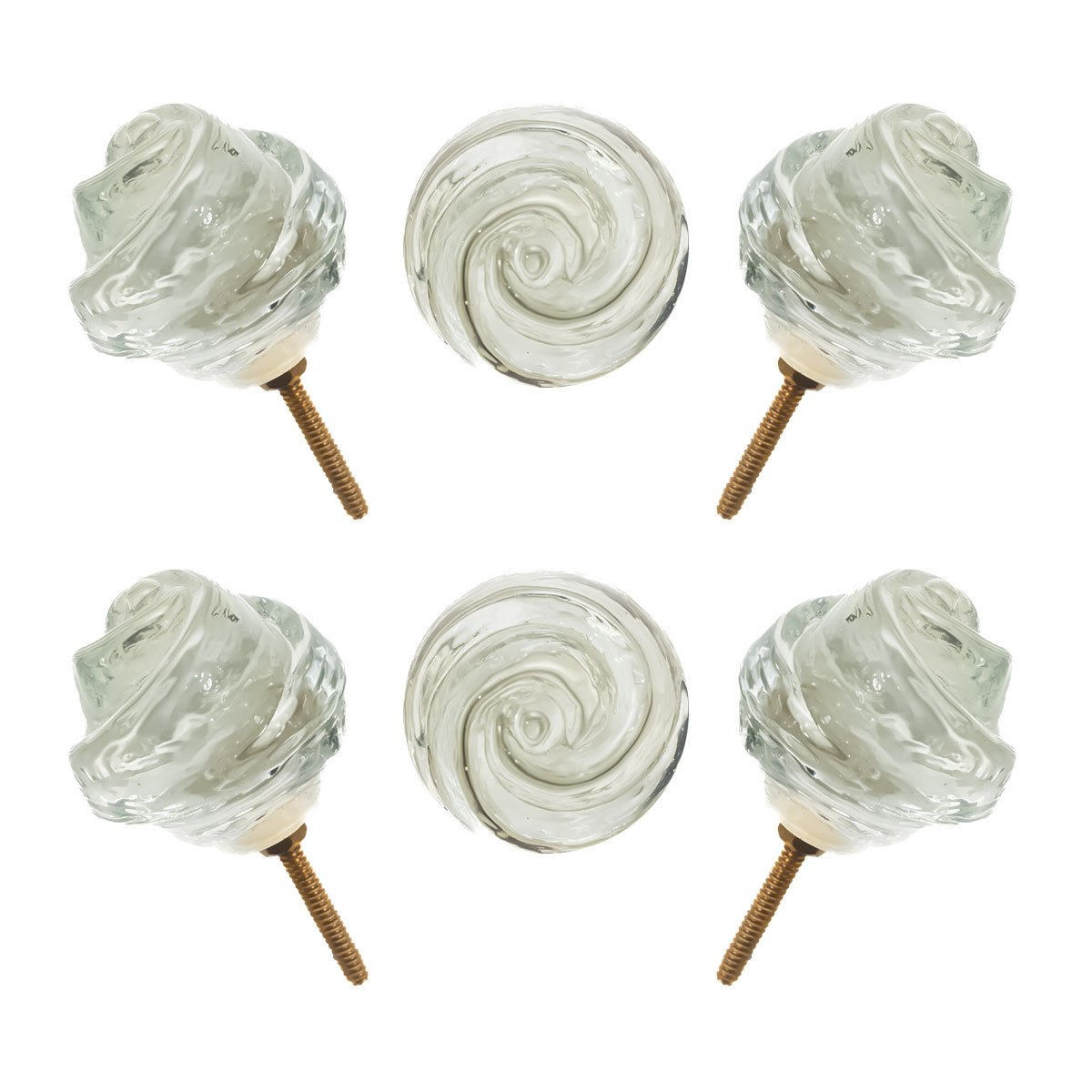 A beautiful set of elegant glass knobs, perfect for adding a sophisticated touch to your furniture.